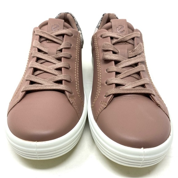 ECCO SOFT 7 LADIES 470343 Leather Sneakers Morel Limestone Black - Picture 4 of 9